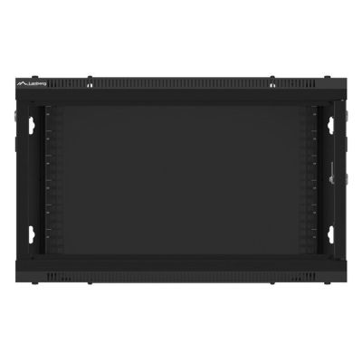 2. LANBERG WALL-HUNG RACK CABINET 19" 6U 600X600 METAL DOOR BLACK (FLAT PACK) WF01-6606-00B