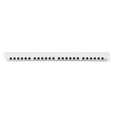 14. High density patch panel 19'' 24x RJ45, LSA level, cat.6A, shielded, 0.5U, gray, cable guide