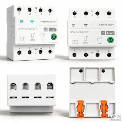 4. Qoltec Three-phase relay 63A for DIN rail | 3P+N | Timer | Wi-Fi | Tuya | Smart Life | Amazon Alexa | 4P