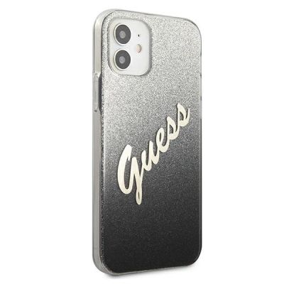4. Guess GUHCP12SPCUGLSBK iPhone 12 mini 5.4" black/black hardcase Glitter Gradient Script