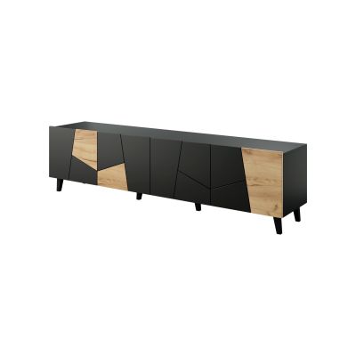 3. ETNA TV cabinet 200x42x52 black matt + craft oak