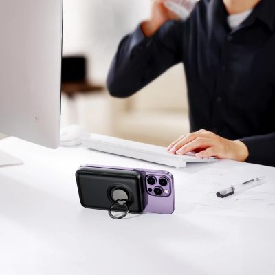 5. Wireless powerbank 10000mAh Joyroom JR-W050 20W MagSafe with ring and stand - black