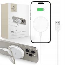 Tech-Protect QI15W-A33 Inductive Charger with MagSafe and Stand with USB-A / USB-C Cable - White