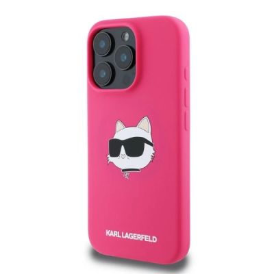 3. Karl Lagerfeld Silicone Choupette Head Print MagSafe iPhone 16 Pro Max Case - Fuchsia