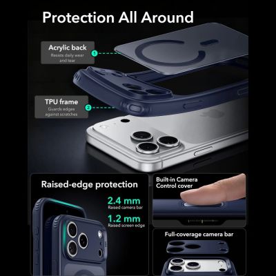 4. ESR Classic Hybrid MagSafe Case for iPhone 18 Pro / 17 Pro - Matte Navy Blue