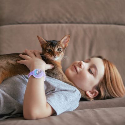 2. AirTag Case Wristband Silicone Wristband for Kids - Purple with Unicorn