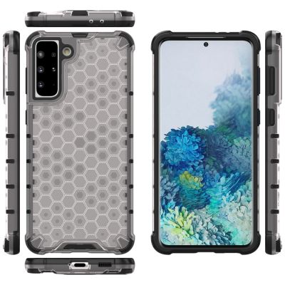 12. Honeycomb case armored cover with a gel frame for Samsung Galaxy S22 + (S22 Plus) transparent