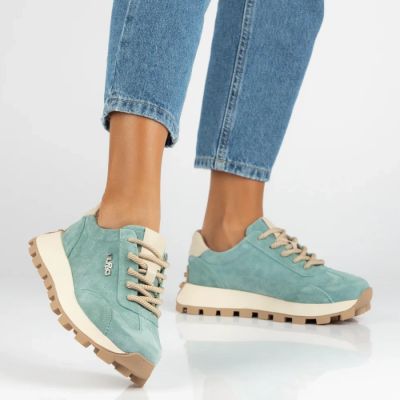 2. Leather platform sneakers in green Filippo DP7498
