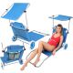 20. FOLDABLE BEACH CHAIR WITH CANOPY ON WHEELS 116x62x60-90CM BLUE