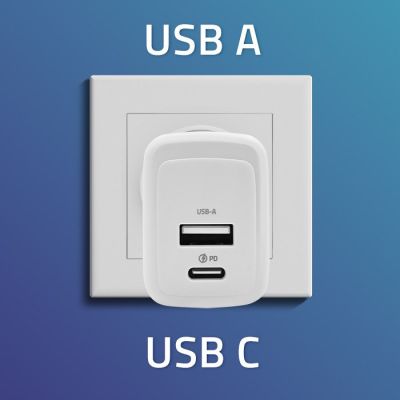 2. QOLTEC CHARGER 45W GAN | 5-20V | 1.5-3A | 1XUSB-C PD | 1XUSB QC 3.0 | WHITE
