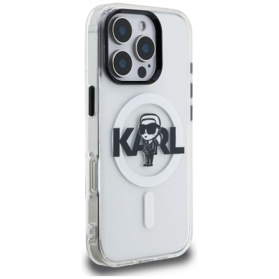 4. Karl Lagerfeld IML Karl Sketch Logo MagSafe Case for iPhone 16 Pro Max - Clear