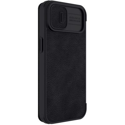 7. Nillkin Qin Leather Pro Case iPhone 14 Plus Camera Cover Holster Cover Flip Case Black