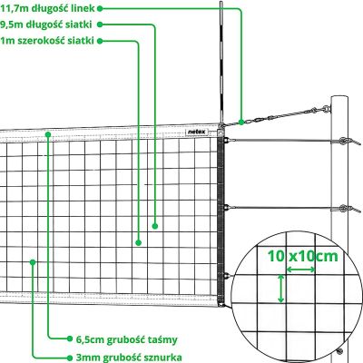 10. PROFESSIONAL VOLLEYBALL NET WITH ANTENNAS BLACK IV mlw NETEX