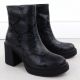 10. Women's leather ankle boots with a snake print heel, black Goe SS2N4152