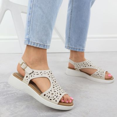 4. Women's cream openwork elevated sandals Sergio Leone SK-850