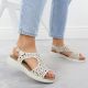 4. Women's cream openwork elevated sandals Sergio Leone SK-850