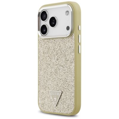 2. Guess Glitter Triangle Logo MagSafe Case for iPhone 17 Pro - Gold