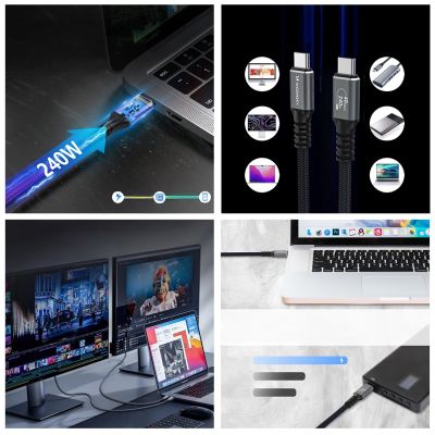 9. Wozinsky WPS-UY42S USB-C USB4 Cable 40Gb/s 240W 2m 4K - Black