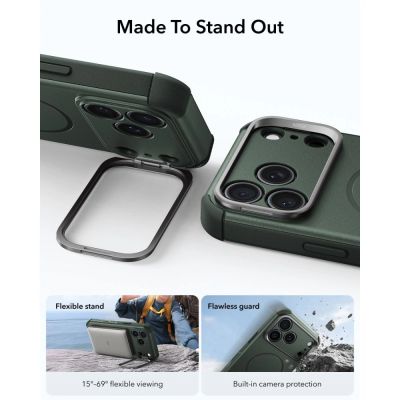 4. ESR Cyber ​​Tough Kickstand MagSafe Case for iPhone 18 Pro / 17 Pro - Green