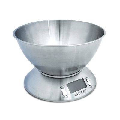 ELDOM ELECTRONIC KITCHEN SCALE WK320S RENA ACCURACY 1 G WEIGHT UP TO 5 KG LED DISPLAY STEEL WITH BOWL