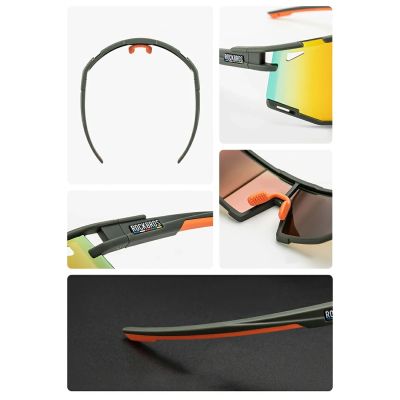 3. Rockbros SP258 ROAD TO SKY Cycling Glasses Polarized Orange Lenses - Green