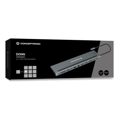 14. CONCEPTRONIC 12-1 USB-C docking station->2xHDMI/3xUSB-A/DP/+ 18cm gr