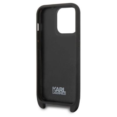 4. Karl Lagerfeld KLHCP14LSTMMK iPhone 14 Pro 6.1" hardcase black/black Monogram Plaque Logo Strap