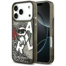 Karl Lagerfeld Liquid Glitter Choupette Logo MagSafe Case for iPhone 17 Pro - Black