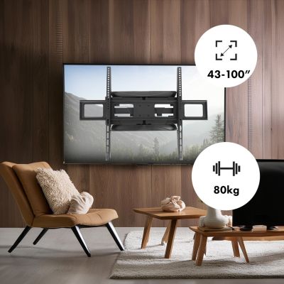 2. MACLEAN TV MOUNT MAX VESA 800X600, 43-100", 80KG, VERTICAL AND HORIZONTAL ANGLE ADJUSTMENT, PROFILE 50-500MM, BLACK MC-423
