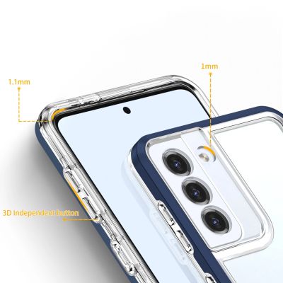 4. Clear 3in1 case for Samsung Galaxy S23 silicone cover with frame blue