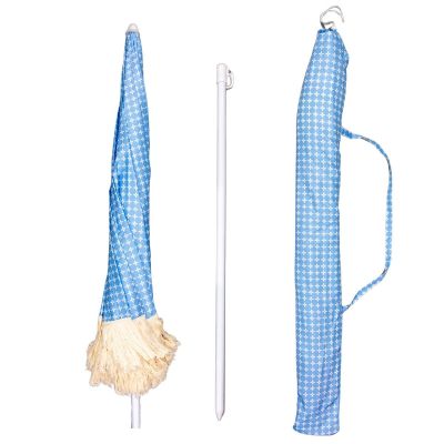 8. BEACH AND GARDEN UMBRELLA WITH FRINGE 174 CM BLUE