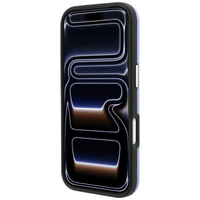 5. Karl Lagerfeld Grained with Resin Signature Logo MagSafe Case for iPhone 18 Pro / 17 Pro - Light Blue