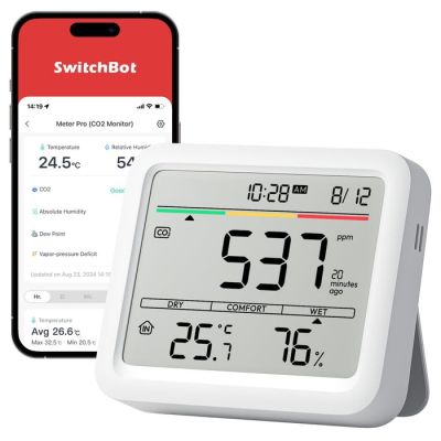 2. SwitchBot Meter Pro (CO2 Monitor) White LCD Battery