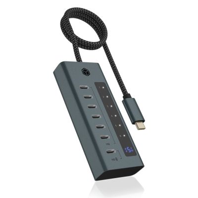 ICY BOX IB-HUB1457-C31 USB 3.2 Gen 1 (3.1 Gen 1) Type-C 10000 Mbit/s Blue, Gray
