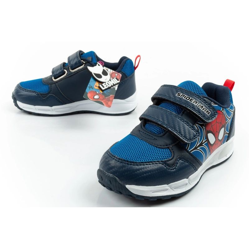 8. Leomil children's sports shoes Spiderman sneakers lightweight with velcro black blue
