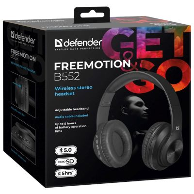 3. DEFENDER FREEMOTION B552 Wireless Over-Ear Headphones, Black 63552