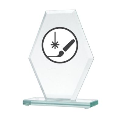 Engraved glass trophy + paint filling