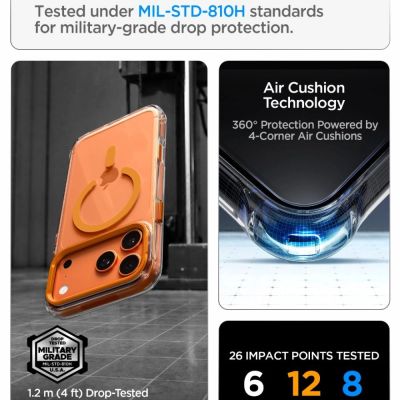 10. Spigen Ultra Hybrid Optik S MagSafe Case for iPhone 18 Pro Max / 17 Pro Max - Transparent Orange