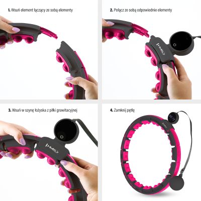16. HHM16 HULA HOP BLACK/PINK WITH MAGNETS AND WEIGHT + HMS COUNTER