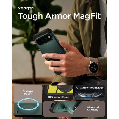 9. Spigen Tough Armor Mag MagSafe Case for Google Pixel 11 Pro - Dark Green