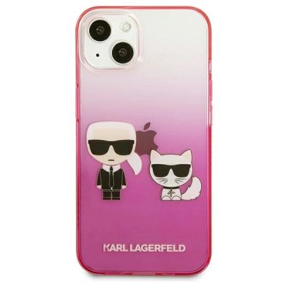 3. Karl Lagerfeld Gradient Ikonik Karl&Choupette Case for iPhone 13 mini - Pink