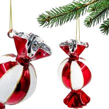 GLASS CANDY BALL FORM 10CM VERTICAL STRIPS