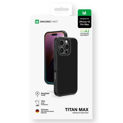 5. AmazingThing Titan Max Case with 600D Aramid Fibers for iPhone 16 Pro Max - Black