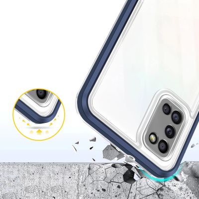 6. Clear 3in1 case for Samsung Galaxy A03s (166) frame gel cover blue