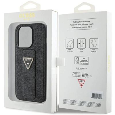 9. Guess Grip Stand 4G Triangle Strass case for iPhone 15 Pro - black