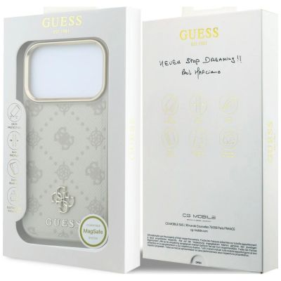8. Guess Stripe Peony 4G Logo MagSafe Case for iPhone 18 Pro / 17 Pro - Beige