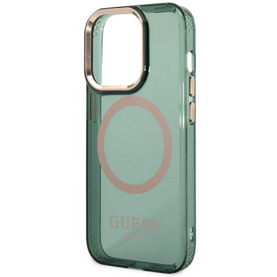 6. Guess GUHMP14XHTCMA iPhone 14 Pro Max 6.7" green/khaki hard case Gold Outline Translucent MagSafe