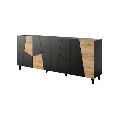 3. ETNA chest of drawers 200x42x82 black matt + craft oak