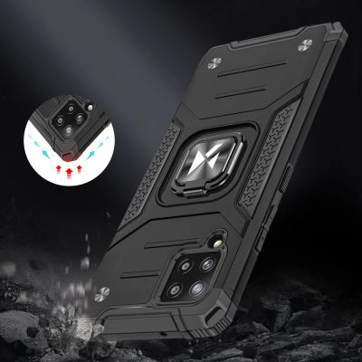 7. Wozinsky Ring Armor Case Kickstand Tough Rugged Cover for Samsung Galaxy A42 5G blue