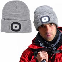 GREY HAT WITH 4-LED HEADLAMP 120 LM 3 LIGHT MODES FOR OUTDOOR ACTIVITIES
